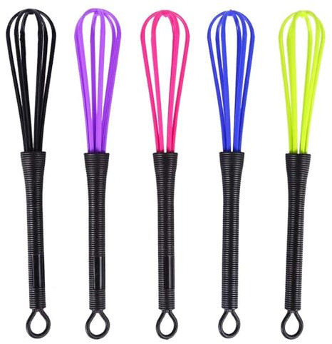 Kitchen Whisk, 5PCS Plastic Salon Hand Whisk Hair Color Dye Cream Whisk for Mixing Baking Whisking Beating Frothing Stirring