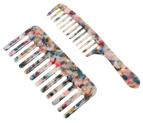 Baluue 2piezas Peine De Dientes Anchos Suave Peine Rodante Cabello Húmedo o Seco Alisador Para Peinado Fácil