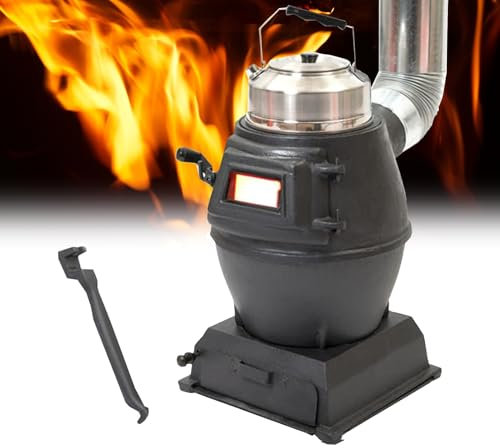Mini Poele a Bois, Réchaud Mini, Poêle à Bois Fonte, Réchaud de Camping, Feu de Charbon en Fonte Pure, Feu de Charbon en Fonte Pure avec fenêtre de Vue, pour Tente,intérieur,Villa, Chauffage