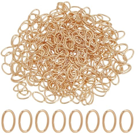 arricraft 500 Stück 8x5mm Echte 18 Karat Vergoldete Offene Ovale Biegeringe Edelstahl Verbindungsringe Ringe Metallverbinderringe Für DIY Ohrringe Armbänder Anhänger Schmuckzubehör