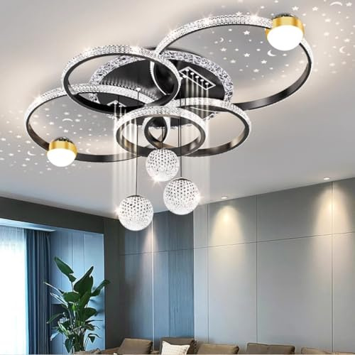 Harpochten LED Kristall Deckenleuchte Moderne Dimmbar Deckenlampe Mit Fernbedienung Lichtfarbe/Helligkeit Einstellbar Wohnzimmerlampe Acryl Kristall Schlafzimmer Küche Und Büro Kronleuchter ﻿(White)