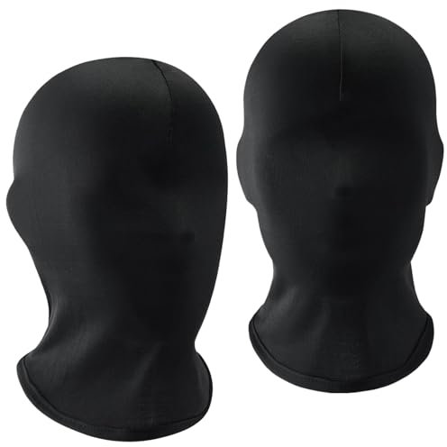 Black Full Face Mask Halloween Full Black Face Cover Spandex Zentai Hood Head Cover Mask Faceless Morph Mask for Halloween Party Costume Unisex Men Adult Women