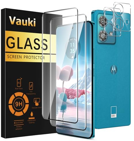 Vauki Protector Pantalla Para Motorola Moto Edge 40 Neo con Protectora Lente Cámara [2+2 Piezas] Dureza 9H Cristal Templado Antiarañazos Antihuellas Sin Burbujas Transparente Vidrio Película