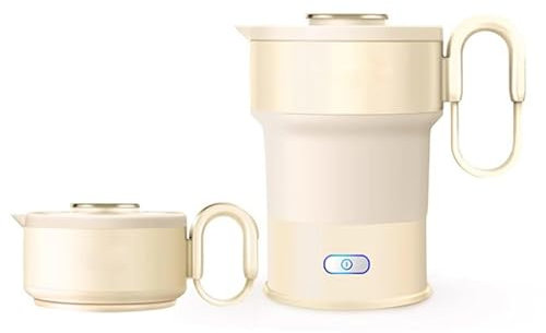 Bollitore elettrico pieghevole, bollitore da viaggio portatile, bollitore pieghevole in silicone da 600 ml per viaggi, bollitore elettrico per acqua, bollitore elettrico con base riscaldante in accia