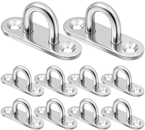 PUERHUACI 10 Stück Augplatte Edelstahl,Augplatte Mit Ose,M6 Edelstahl Deckenhaken für Aufhängung Hängesessel,Hängematte,Boxsack
