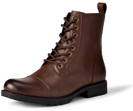 Amazon Essentials Botas Militares con Cordones, Puntera de Goma y Cremallera Hombre