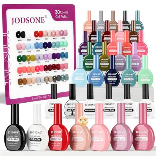 JODSONE 32 färger samma färg flaska gelnagellack med UV-ljus blötläggning glitter bas topp matta rock
