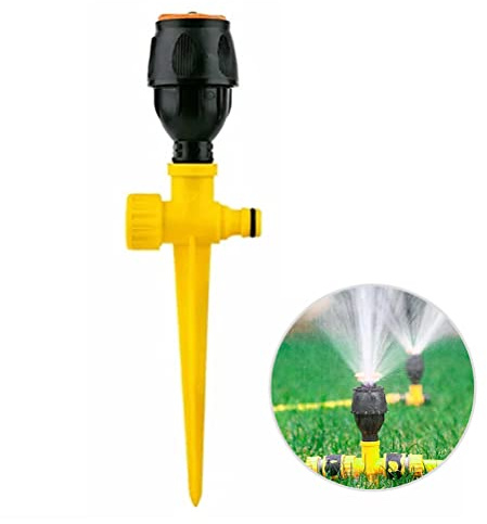 Upgraded Sprayer Auto Irrigation System Sprinkler, 360° Rotation Garden Sprinklers with Quick Connectors, 90°/180°/360°, Adjustable Garden Water Sprinkler Tool Big Sprinkler (Yellow-B)