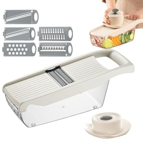 Cortador de patatas con soporte de mano, cortador de patatas y mandolina, herramienta de cocina, ajustable para la cocina, trituradora de frutas para patatas, calabacines, tomates