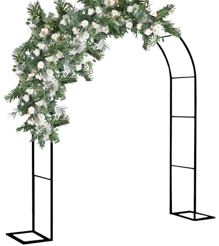 Arche de jardin en métal pour cérémonies et événements en plein air, treillage de plantes grimpantes, arche de rosiers d'arrière-cour – Tailles de 10 x 20 à 30 x 20 m, couleur noire