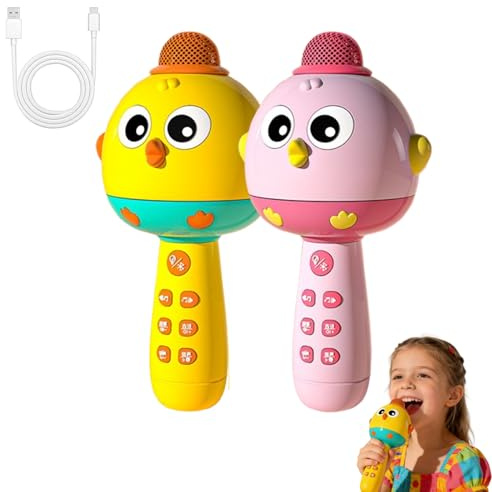 Giocattolo 2 in 1 Con Bluetooth E Microfono, 4 Funzioni Di Modifica Della Voce, Giocattolo Musicale Per Bambini, Microfono Karaoke Wireless Bluetooth Con Luci LED (2 PCS-C)
