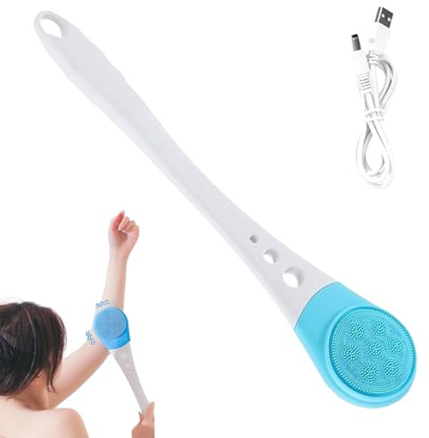 Xoguue Electric Back Scrubber,Waterproof Long Handle Washer - Silicone Bath Brush for Skin Care,for Adults Men Women Elderly Bathtub Bathroom Daily Home Travel Spa Sensitive Dry Oily