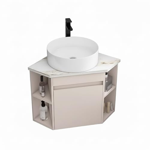 GCXNSKDQN Meuble de Salle de Bain d'angle，Meuble d'angle Salle de Bain Vasque en Céramique Incluse，Métal Meuble lavabo，Salle de Bain、WC、Petite Surface(22in)