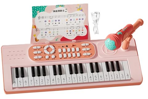 Pianoforte per bambini ricaricabile, strumento musicale a 37 tasti, pianoforti giocattolo con microfono e doppia modalità di riproduzione, tastiera in , giocattolo musicale con design di tasti