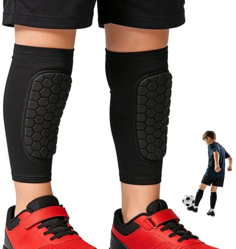 Shin Pads Boys 1 Pair, Shin Guards Impact Protection for Ages 6-13, Shin Defender Kids for Football Training, Ski Shin Guards for Children Sports Safety (A-L)