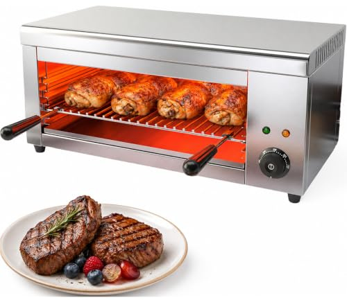 Väggmonterad Elektrisk Salamander 2000 W, övervärmegrill med 50–300°C, 4 nivåer och snabb uppvärmning för bar, bistro och restaurang