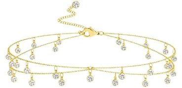 Ticome Rhinestone Body Chain for Women Double Layer Belly Waist Chains