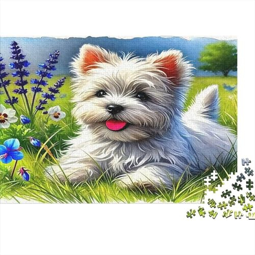 Cucciolo carino Puzzle 1000 Pezzi Puzzle per Adulti Materiale carta Prato Fiori Gioco di Puzzle 1000 Pezzi Decorazione Regalo Relax 38x26cm/1000pcs