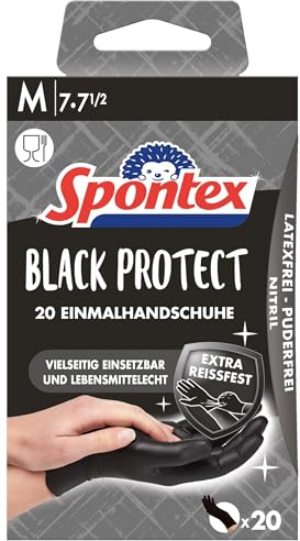 Spontex Black Protect – Extra indéchirable en noir, taille M, 20 pièces