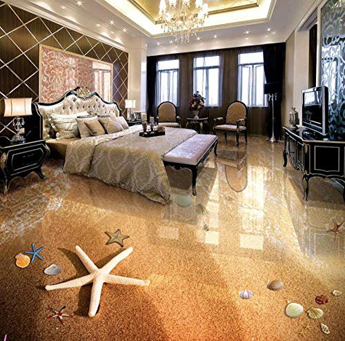 3D Tapete 3D Wallpaper Strand Muscheln Boden Fliesen Wandbilder Aufkleber Schlafzimmer Bad Pvc Wasserdicht Selbstklebende Rutschfeste Vinyl Tapeten 3 D-430 * 300 Cm
