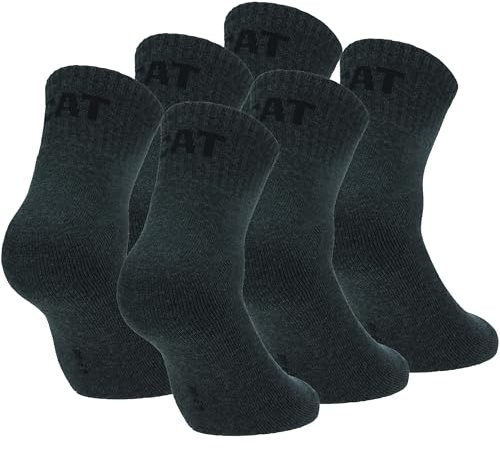 Caterpillar Quarter Socks 6 par herrarbetsstrumpor, ovanför fotleden, förstärkt på tå och klack, bomull av hög kvalitet (Antracit, 47-50)