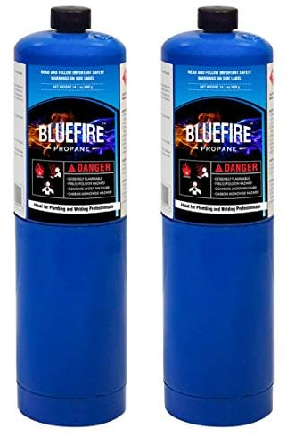 Pack of 2,BLUEFIRE Standard Propane Gas Cylinder/Canister, Welding Brazing Soldering Fuel gas, for HVAC Plumbing Cooking Grilling Gardening and Camping