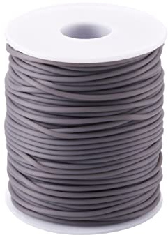 Craftdady Cordon en Tube Creux de 50m en PVC, Cordon en Caoutchouc en Tube Creux Enroulé pour Collier en Fil de Mémoire, Bracelet, Tricot, Gris