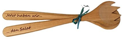 Jetzt haben wir den Salat Salatbesteck 2tlg. aus Kirschholz geölt, 30cm, inkl. Salatlöffel und Salatgabel