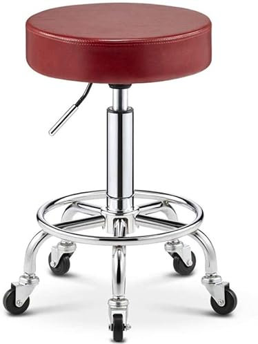 SOVORM Rollhocker, Hocker auf Rollen, Schreibtischhocker, Schlafzimmer mit Rollen, Verstellbarer Hocker mit Sitz aus braunem PU-Kunstleder, höhenverstellbar 45–55 cm, Gewichtsunterstützung 160 kg,