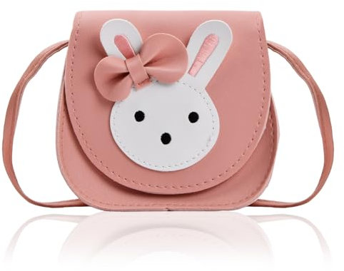 volumoon Niedlicher Kaninchen Umhängetasche, Handtasche Mädchen mit Süße Hasenohren und Schleife, PU Leder Mini Taschen, Schultertasche, Kleine Messenger Taschen für Kinder Mädchen Frauen