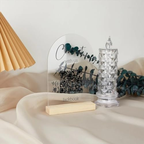 Pahdecor Acryl gewölbt anpassen Business Social Media Schild benutzerdefinierte QR Code Schild Venmo Instagram Facebook Plaque Scan to Pay Company Website Code Beauty Friseure Schild Business Decor