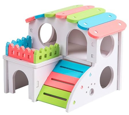 Interaktives Kleintierversteck für Hamster, abnehmbarer Kunststoff, Regenbogenfarben, lustiges DIY-Hamsterhaus, bunt, 6-8