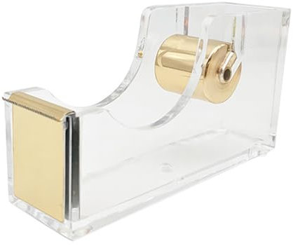 Klebebandabroller für Schreibtische, Acryl Klebebandspender Tape Abroller Tischabroller für Schule, Zuhaus [Gold]