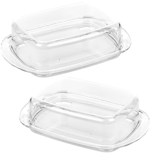URBN-CHEF 1/2pcs Clear Plastic New Butter Cheese Dish Holder with Lid – Modern Durable, Transparent for Easy Food Preservation Kitchen Storage Tray for Serving Dish Ideal for Home