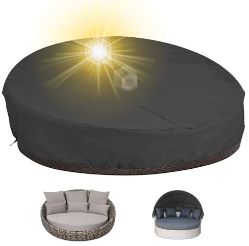 Sonneninsel Abdeckung Wasserdicht Rund, Abdeckhaubefür Sonneninsel Halbrund mit Aufbewahrungstasche,Schutzhülle für Sonnenliege Garten , Abdeckplane für Liegeinsel Rund (Size:190*83cm,Color:Black)