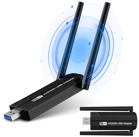 5400Mbps Chiavetta WiFi, RENGOGA Chiavetta WIFI per PC Fisso, USB WiFi 6E Lunga Portata Adattatore WiFi USB Tri-Band 2.4G/5G/6G, WPA3 WiFi 6E Wireless USB 3.0 Dongle WiFi per Windows 11/10