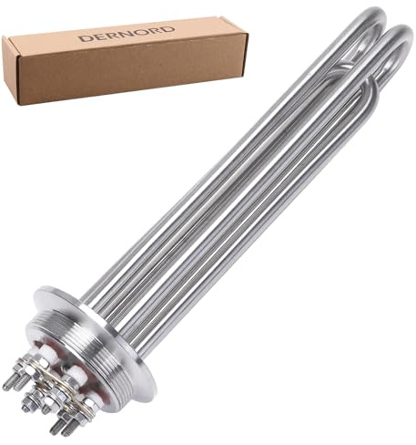 DERNORD Heizelement Tri-Clamp 3750W 220V DN50 2 Zoll Heizstab Tube Flansch aus Edelstahl mit Schwarzer Kunststoffabdeckung und Silikonring
