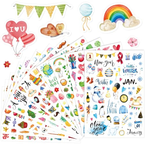 FindFunFine Planner Stickers Monthly Daily Planners Celebrations Planner Stickers for Calendar Decorating Vintage Holiday Seasonal Happy Scrapbook Stickers Calendar Journaling Stickers Gifts