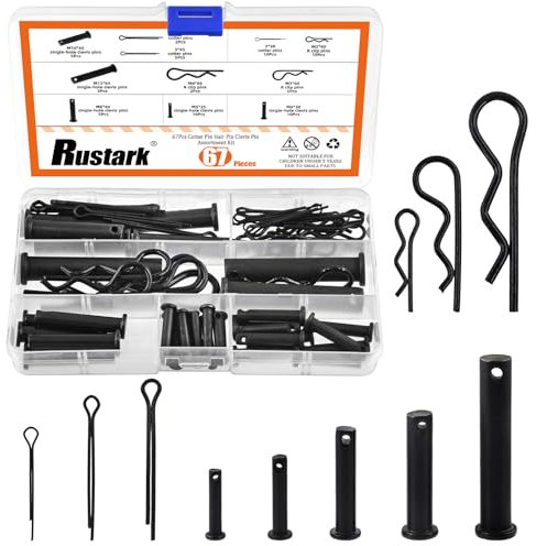 Rustark 67Pcs 11 Sizes M2 M3 M4 M5 M6 M8 M10 M12 Black Cotter Pin Hair Pin Clevis Pin Assortment Kit Zinc Plated R Clips Hair Pins Spring Pin Fasteners Hitch Pin Clips for Automotive Mechanics