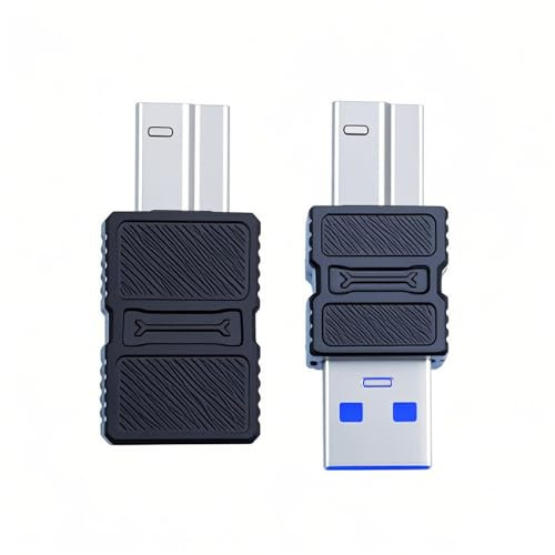xiwai Kit adattatore per stampante USB 3.0 tipo B maschio a USB 3.0 tipo A maschio femmina, confezione da 2, convertitore di estensione dati, spina 5 Gbps per disco SSD, fotocamera, nero