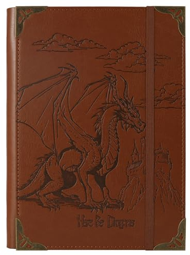 TIEFOSSI A5-Ringbuch mit 6 Ringen Tagebuch für Frauen und Männer, Hardcover Notizbuch aus PU-Leder, Vintage-Drachen-Notizbücher für Jungen, College Lineatur für Schule, Arbeit, Reise & Organisation