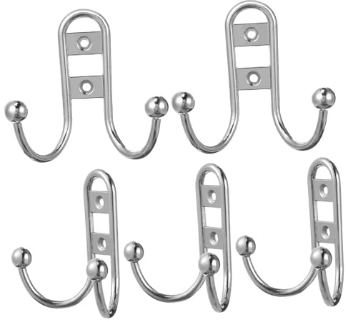 TOYZFRIENDY 5pezzi Ganci Da Parete Moderni in Lega Di Zinco Doppio Gancio Design Antiruggine Appendini Compatti Per Armadio Cucina e Lavanderia