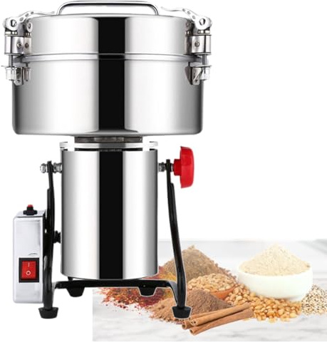 Moulin à Grains électrique 4 500 g, Moulin à épices en Acier Inoxydable 304, Moulin à Farine Professionnel Haute Vitesse, Moulin à Farine Ultra-Fin pour la Maison, épices sèches, Herbes, Grains