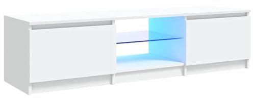 Iiaky Mobile Porta TV 140 cm Mobile Porta TV con Illuminazione LED a Orientabile Il Colore Mobile Porta TV soggiorno-Bianco-140 x 40 x 36 cm