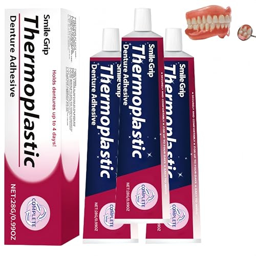 Adhesivo termoplástico para dentaduras postizas, cómodo revestimiento de larga duración sin pegamento, pegamento dental para dientes, mejora el ajuste, la comodidad y la estabilidad (3 Piezas)