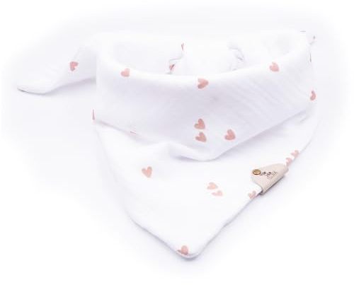 Hundehalstuch FELLSOCKE Rosé Herzen Weiß – Hunde Bandana aus Musselin für kleine Hunde