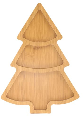 VANZACK Plateau en Bois en Forme de Sapin de Noël, Plateau à Apéritifs, Assiette à Bonbons, à Fruits, Assiette à Hors-d'œuvre, de Service Festif