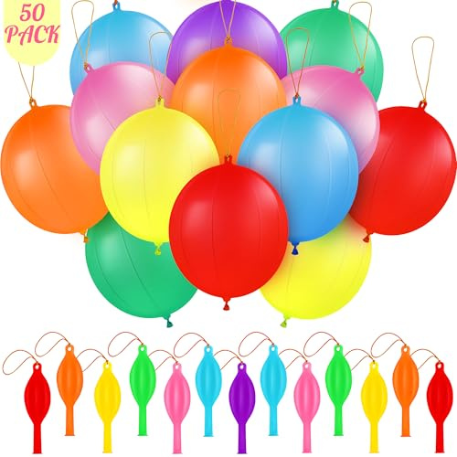 50 Pezzi Palloncini Punch Perforati Robusti, 40 cm Lattice Palloncino Grandi con Elastico, Punchball Balloon Colorato Balloo, Giocattoli Decorazioni per Compleanni e Feste Bambini, Giochi All'aperto