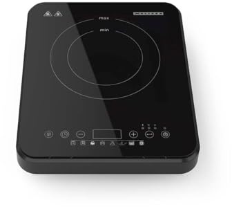 Melissa Single Induction Hob, 2000W 1-Zone Portable Cooktop with 10 Power Levels and 8 Presets, 240 Min Timer, Touch LCD Display and Child Lock - Black