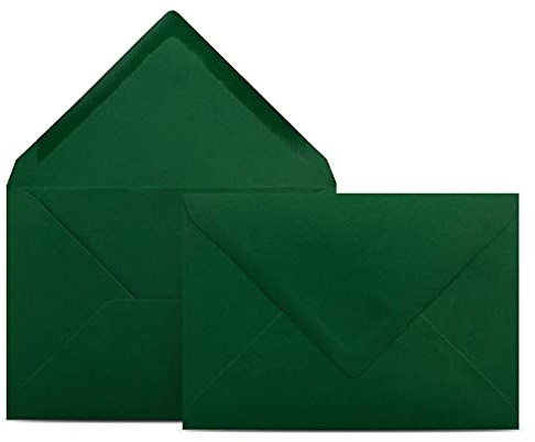 50 kuvert DIN C6 mörkgrön – 11,4 x 16,2 cm – kuvert med 80 g/m² våtlimning, spetsig klaff – kuvert utan fönster – Colours-4-you